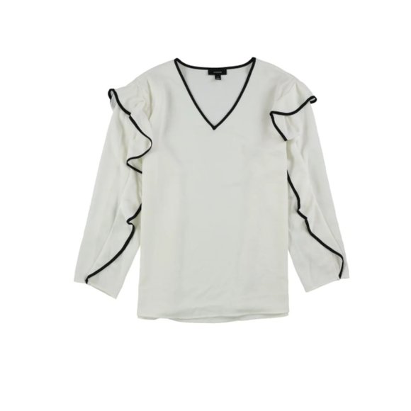 Alfani Women's Petite Piped Ruffle Sleeve Top PL - Picture 3 of 13